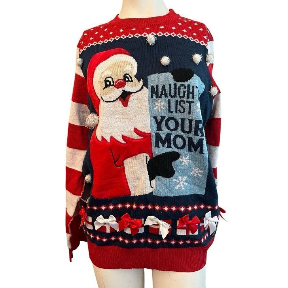 Tipsy Elves Ladies Medium Ugly Christmas Sweater Naughty List Your Mom New